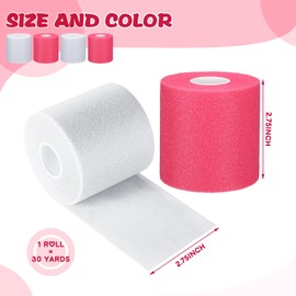4 Pieces Foam Underwrap Athletic Foam Tap Sports Pre Wrap Athletic Tape Sports Tape for Ankles Wrists Hands and Knees, 2.75 x 30 Yards (White, Pink)