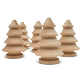 Mini Wooden Christmas Tree 2 inch, Pack of 50 Unfinished Wood Miniature Trees for Christmas Crafts, Peg People, Nature Table, and Small World Play, by Woodpeckers