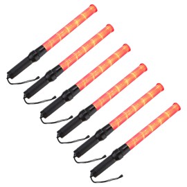 PATIKIL 21 Inch Traffic Wands, 6 Pcs 2 Flashing Modes LED Warning Light Police Signal Controller with Wrist Lanyard for Car Direct, Traffic, Airport, Parking Guide, Red