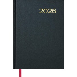 Dohe - 2026 Calendar - Day to a Page A5 (14 x 20 cm) Hardback Cover 12 Months January to December Year Planner in Spanish with Bookmark - Black