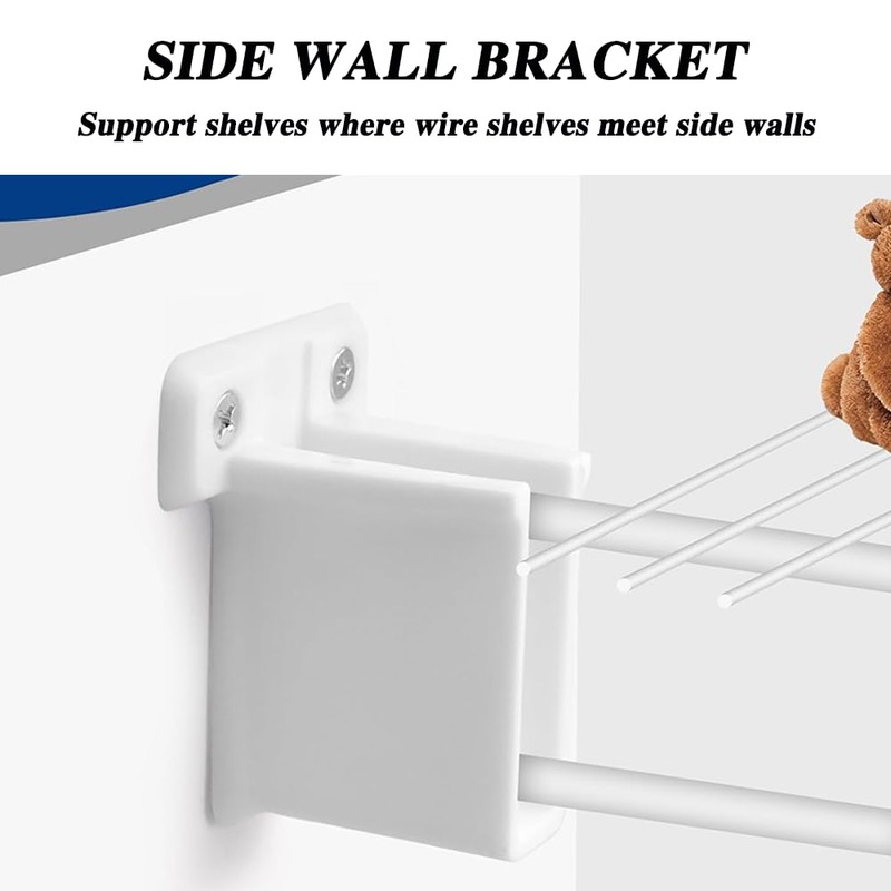 NYGHMY 8 Pack White Plastic Wire Shelf End Brackets -