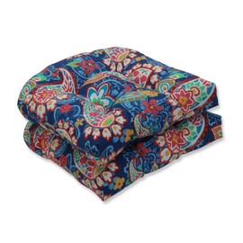 Pillow Perfect Outdoor | Indoor Paisley Party Blue Seat Cushion (Set of 2), 19 X 19 X 5