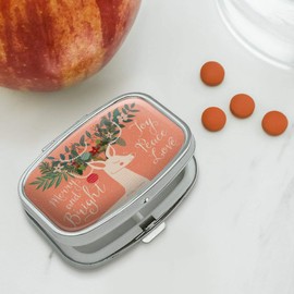 Christmas Deer Merry Bright Joy Peace Love Rectangle Pill Case Trinket Gift Box