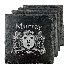 Murray Irish Coat of Arms Slate Coasters - Set of 4