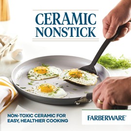 Farberware EcoAdvantage Ceramic Nonstick Griddle/Grill Pan, 11.25 Inch - Gray
