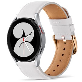Issinlky Genuine Leather Strap Compatible with Galaxy Watch 40 mm 44 mm, 20 mm Strap for Watch 6 Classic/4 Classic/5 Pro/3 41 mm/Active 2/Active 40 mm/42 mm