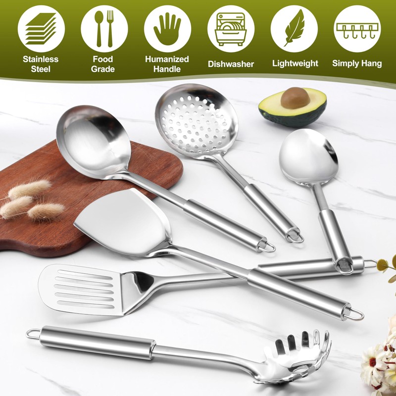 E-far Cooking Utensils Set, 10-Piece Stainless Steel Kitchen Utensils with