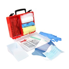 First Aid Premium Bloodborne Pathogen & Bodily Fluid Spill Kit, OSHA Compliant, Wall Mountable, 10" x 8" x 3 1/2"