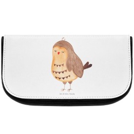 Mr. & Mrs. Panda Cosmetic Bag Owl Satisfied, White, Hand Drawn