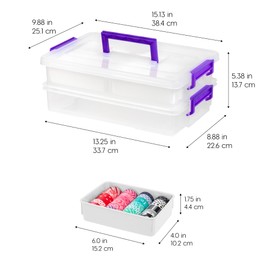 IRIS USA 9 Qt. Plastic Craft Storage Container Bins with Lids, 1 Pack, Small Art & Office Supply Organizer Tote, Sensory Bins & Boxes for Home & University, Latchable, Stackable, Portable, Clear