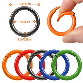 Metal Spring O Rings Round Carabiner Keyring, Snap Clip Trigger Keyrings Buckle, DIY Accessories Ring for Keychains, Bag, Purse, Handbag