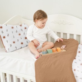 Susurration Muslin Children's Bed Linen 100 x 135 cm Pillowcase 40 x 60 cm 100% Cotton Lightweight and Comfortable Bedding Set for Baby Children (Sun)