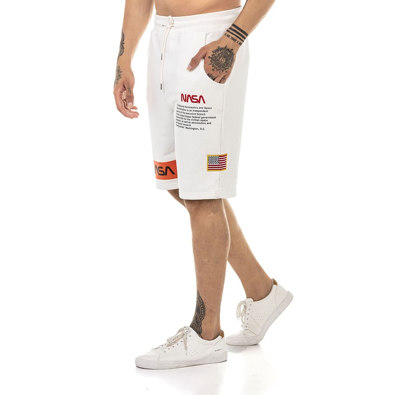 Redbridge Men's Shorts Sweat Pants Jogging Bottoms NASA Logo, cream
