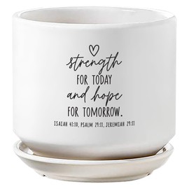 Lighthouse Christian Products Inspirational Herb Succulent Flower Planter Pot 5 Inch Ceramic Strength for Today