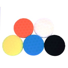 ANCLLO 5 Pack Car Polisher 6 inch Sponge Polishing Waxing Buffing Pads Kit Compound