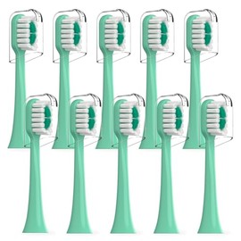 Cabezales De Repuesto Compatibles Con El Cepillo De Dientes Eléctrico Aquasonic Icon (Paquete De 10), Color Menta
