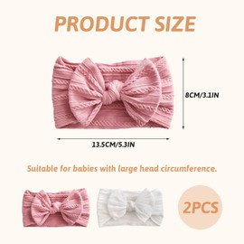 2Pcs Baby Turban Headband Set Bowknot Hairband Soft Cute Headwear Elastic Baby Girl Headbands for Newborn Girls Boys Kids Gift as Toddler Headdress Photography Props Accessories