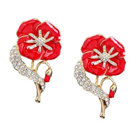 Best badge We will Remember them 2021 Red Enamel Poppy Flower Brooch Badges Lapel Pins Memory Day Veterans Military Memorial Poppy Pins, Small, Enamel, Small, enamel