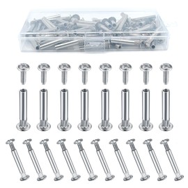 laeeyin 50 Pairs Connection Screws Furniture Screws Sleeve Screws M4 x 31-40 mm Nickel-Plated Steel Connecting Screws Furniture Connector Cabinet Connector for Furniture, Cabinets, Wooden Boards