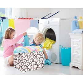 NTAOHAMPER Rectangular Storage Basket Empty,Kids Toys Storage Bin with Handles,Baby Room Decor,Gift Basket,Book Box(Baseball)