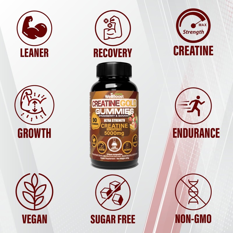 WellBoost WellBoost Creatine Gold C 5000mg Creatine Monohydrate, Vegan, Sugar-Free