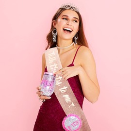 AOPRIE Birthday Crown - 30th Talk Thirty To Me Tiara for Women & Girls - Rose Gold Rhinestone Headband & Sash - Happy Birthday Accessory