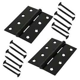 Black Folding Butt Hinges Steel Door Hinge 4 inch Timber Door Hinges Mild Steel Butt Door Hinge for Internal External Doors Solid Doors Square Corners 1 Pair.