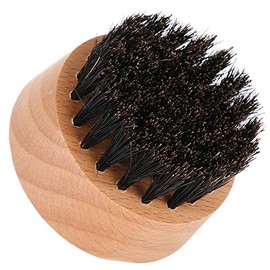 Cepillo para barba, cerdas de jabalí Cepillo para barba de madera pequeño y redondo - Cepillo para barba de madera de peso ligero y nogal negro para h