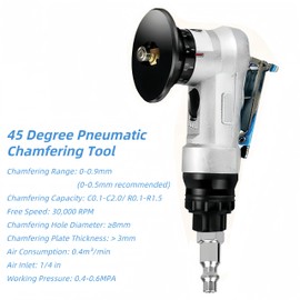 45 Degree Pneumatic Chamfering Tool, Mini Metal Working Fabrication Air Tool, Angle Chamfering Trimming Tool with 1/4 Inch Air Inlet C&R Angle Blade Max. 30000 RPM