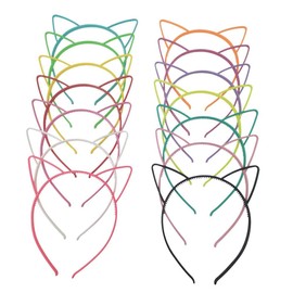 LATRAT Pack of 12 Cat Ear Headbands, Plastic Cat Hairband, Cat, 12 Colours, Plastic Cat Ears, Hair Band, Cat Bow Hairbands, Constitutional Party Headwear for Women and Girls