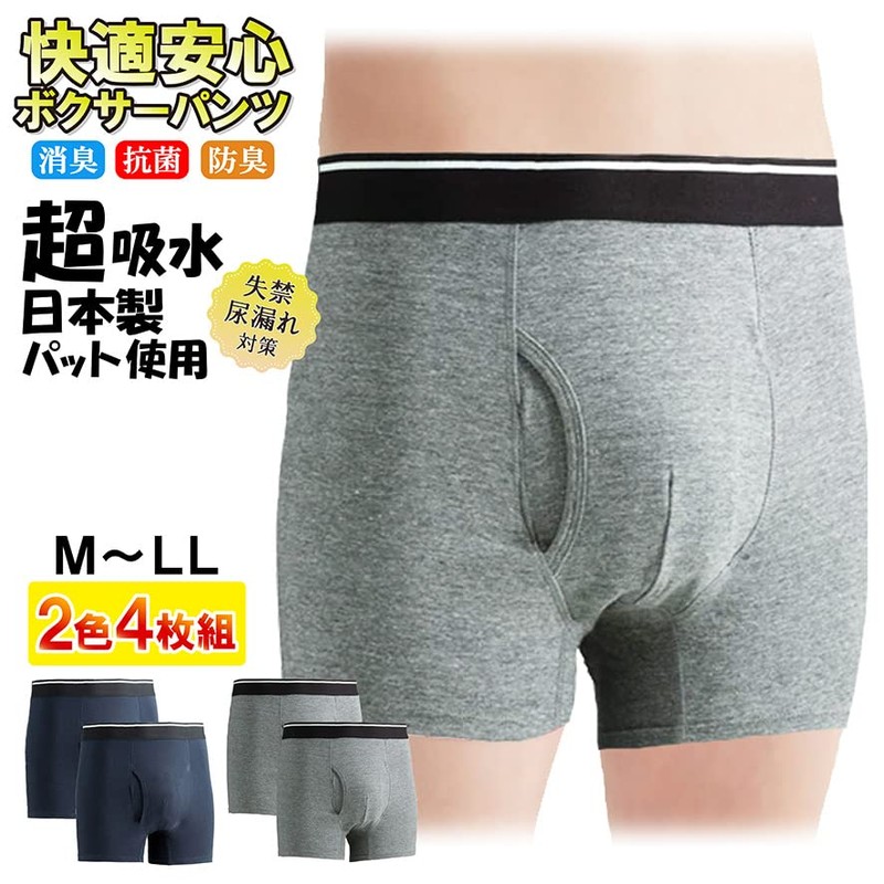 RYO. Incontinence Pants, Men's, Urinary Leak Boxer Shorts, Absorbent Pad,
