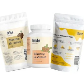 Kit para Elaborar Crema Nutritiva e Hidratante con Manteca de Karité, Cacao y Cera de Abeja Orgánica de Hebbe Cosmetics
