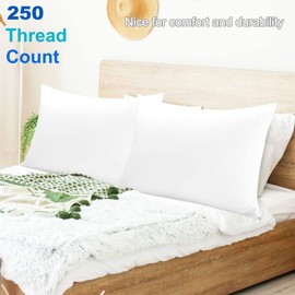 sourcingmap 100% Egyptian Cotton Pillowcases 2 Pack, 300 Thread Count Hotel Quality Pillow Cases with Zipper Closure Super Soft and Breathable Bed Pillow Cases Snow White 50 x 90cm