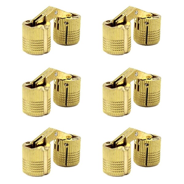 MIAO JIN 6Pcs 10mm Brass Barrel Hinges Hidden Invisible Cabinet