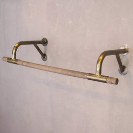 FKhanger Industrial Wood Wall Clothes Hanging Rod,Iron Pipe Bracket Clothes Rod Garment Rack Commercial Clothing Display Rack (Color : Gold, Size : 100x29x16cm)