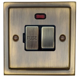 G&H Brassware TAB327 Victorian Antique Brass 13A Switched Fused Spur with Neon Indicator Light