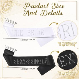 Yinder 7 Pcs Rhinestone Bride and Bridesmaid Sash Set, Bachelorette Party Sashes, Wedding Funny Bridal Team Sash, Bridal Shower Decorations for Woman, Bride Gifts of Honor Party Supplies(White Black)