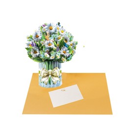 Xinyanmy 3D Colorful Paper Pop Up Bouquet Cards, Pop Up Greeting Cards for Mum, Daughter，Sister，Home Decor & Celebration Keepsake, Handcrafted Foldable Greeting Card (Daisy)