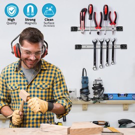 Rechabite 4 Pieces 12" Magnetic Tool Holder Strip, Stainless Steel Surface Tool Magnet Bar, Metal Tool Organizer Rack for Garage Organization, Easy To Install in Workshop, Mounting Screws Included