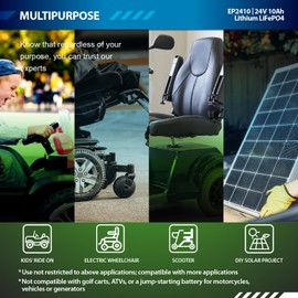 ExpertPower 24V 10Ah Lithium LiFePO4 Deep Cycle Rechargeable Battery | 2500-7000 Life Cycles & 10-Year Lifetime | Built-in BMS | Scooter, RV, Solar, Marine, Overland, Off-Grid