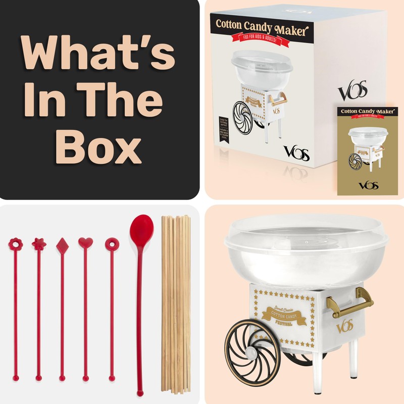 Cotton Candy Machine Kit - White Retro Cotton Candy Maker,