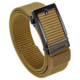FAIRWIN Men's Ratchet Belt - Tan Tactical Nylon Web Belt with Automatic Buckle, Adjustable for Golf, Jeans, Pants, Work