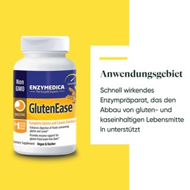 Enzymedica - Glutenease, Gluten & Casein, Enzyme Formula that Reduces Gases and Bloating, Improves Nutrient Absorption and Energy, Gluten & Dairy Free, Vegetarian, 60 Capsules