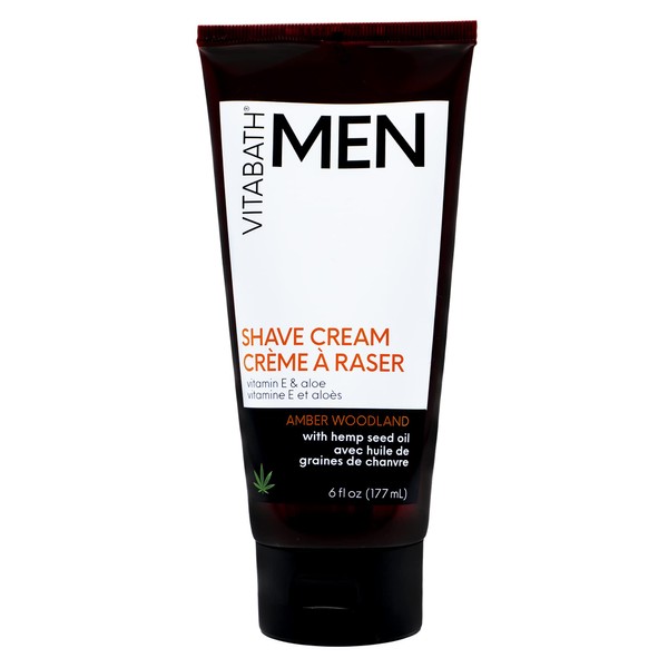 Vitabath Men's Amber Woodland Shave Cream Super Slick Shaving Protects Against Razor Burn & Irritation - Restorative Pre-Shave Skin Moisturizer & Beard Care - Gluten-Free Cruelty-Free - 6 fl oz