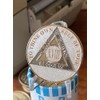 18 Year AA Medallion Opulent Pearl Tri-Plate Sobriety Chip