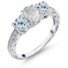 Gem Stone King 925 Sterling Silver White Simulated Opal and