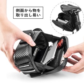 ROCKBROS Bicycle Saddle Bag, Hard Shell Bag, Road Bike, Cycle Bag, Lightweight, Large Capacity, 3.5 gal (1.5 L), Waterproof, Pressure Resistant, Abrasion Resistant, Stylish