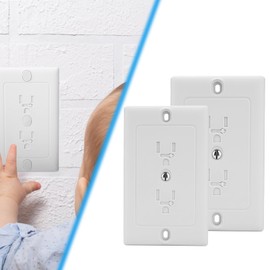 Outlet Covers Baby Proofing 2 Pack Child Proof Outlet Cover Baby Safety Electrical Wall Plate Sliding Baby Socket Covers for Nursery Daycare Home Standard & Decorator 2 Screw Closing Outlet Covers