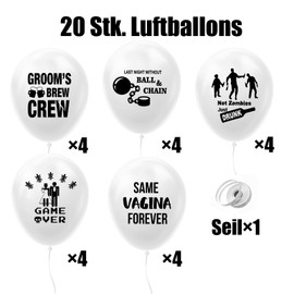 Pack of 20 Hen Party Decorative Balloons Stag Night Latex Balloons Man Groom Accessories Single Party 12 Inch Latex Balloons in White Black