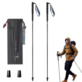OKHEALING Ultralight Trekking Poles Foldable Set of 2 Ultralight Carbon Fibre Trail Poles with Moisture Wicking Handle with Storage Bag (110 cm)